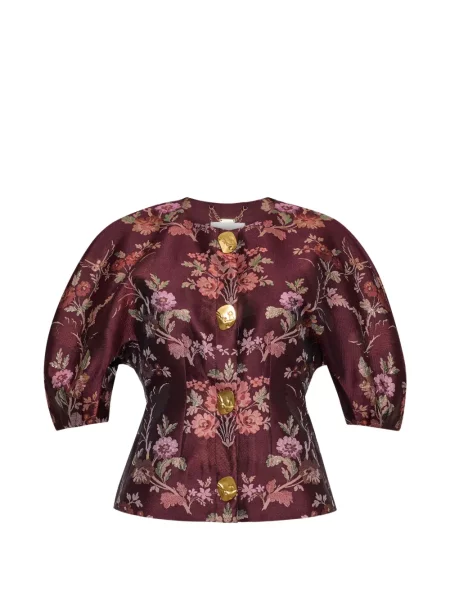 Top Cara Cara cu model floral din jacard roșu