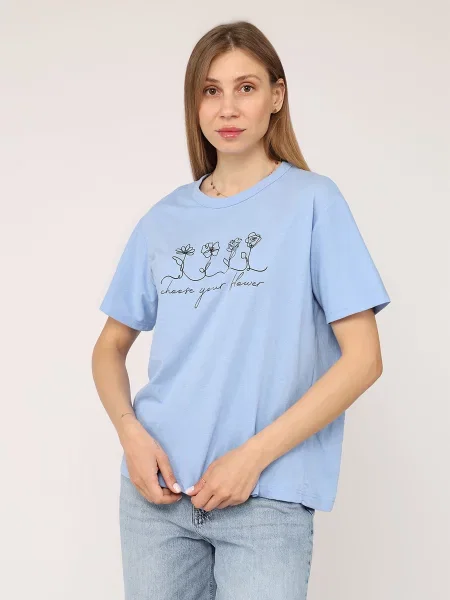 Футболка YUKI бавовна/поліестер блакитний