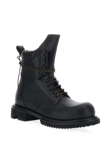 Botine Rick Owens cu șireturi din piele negru