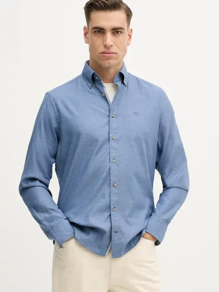 Hackett London cămașă din cu guler button-down regular albastru