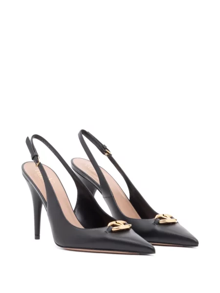 Iš natūralios odos bateliai Valentino Garavani slingback juoda