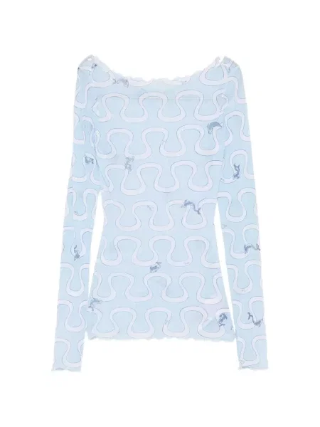 Lung top Pucci cu imagine albastru