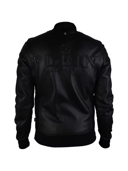 Geanta de piele Philipp Plein cu autograf negru