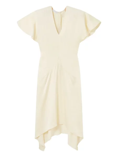 Rochie midi Stella Mccartney din satin cu decolteu în V până la genunchi