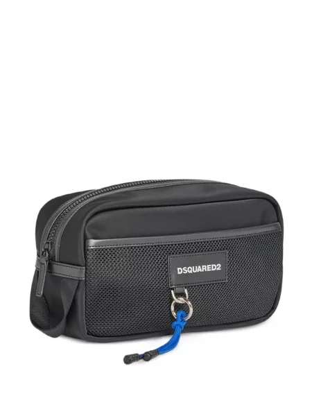 Pungă cosmetică Dsquared2 plasă cu autograf negru