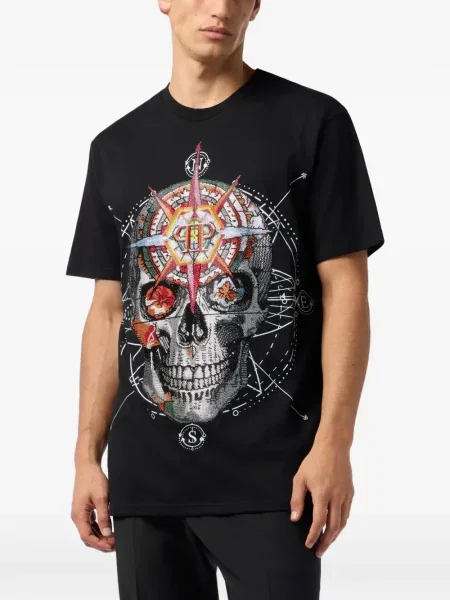 Tricou Philipp Plein cu strasuri negru
