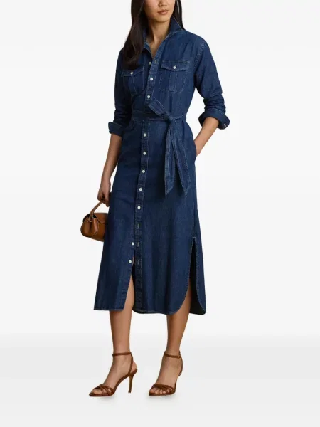 Ζωσμένος τζιν φόρεμα Lauren Ralph Lauren μπλε