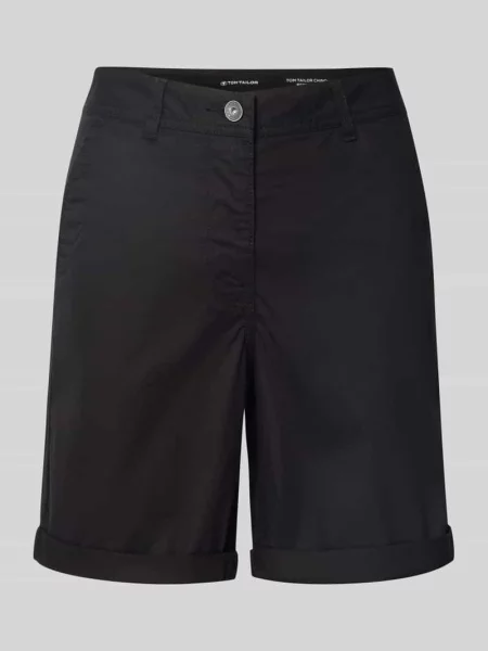 Bermudy o kroju regular fit z mieszanki bawełny Tom Tailor czarne