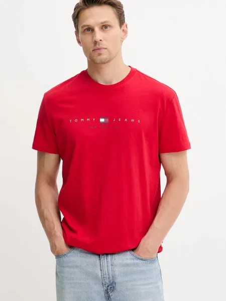 Тениска Tommy Jeans с принт червено