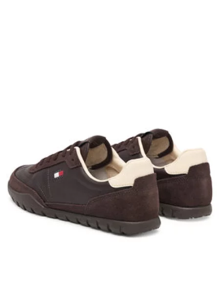 Tommy Jeans Laisvalaikio batai Tj Low Leather Runner ruda