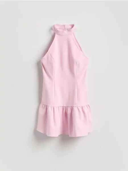 Reserved Rochie mini cu decolteu tip halter roz