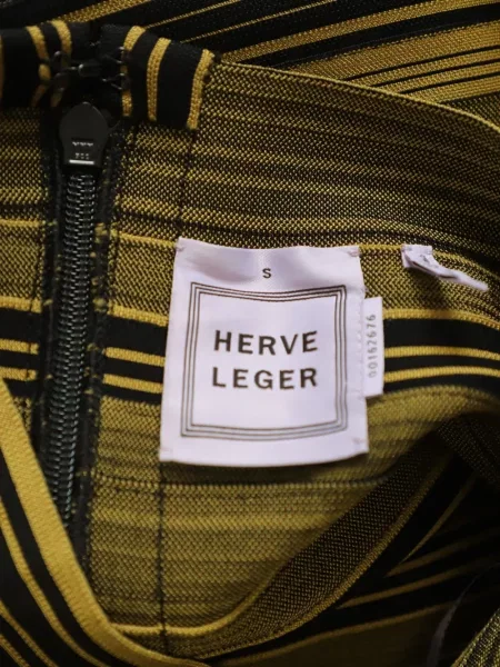 Ριγέ μίντι φούστα Hervé Léger με μήκος μέχρι το γόνατο μαύρο