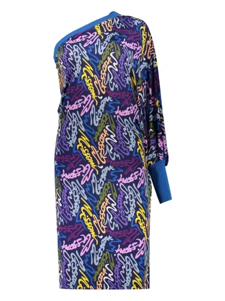 Rochie Missoni cu un umăr gol de costum albastru