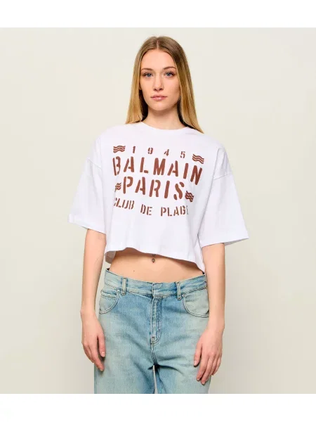 Balmain Tricou | Cropped Fit bej