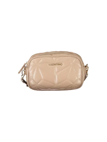 Lniana torebka Valentino Bags biznesowa brązowa