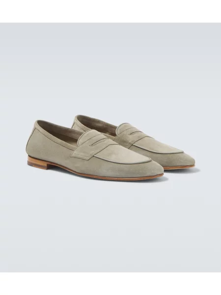 Pantofi loafer Frescobol Carioca din piele de căprioară verde