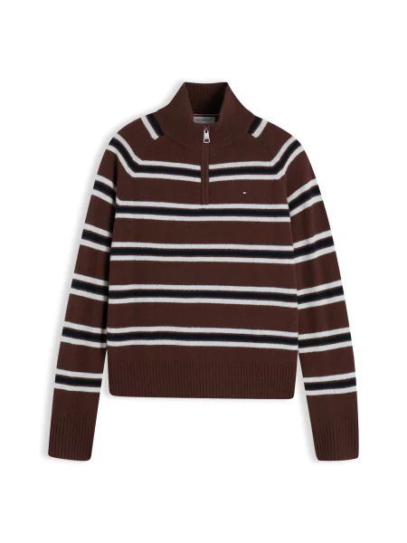 TOMMY HILFIGER Pulover maro / negru alb