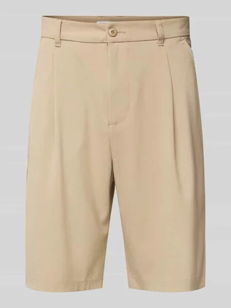 Szorty o kroju tailored fit z zakładkami w pasie Review beżowe