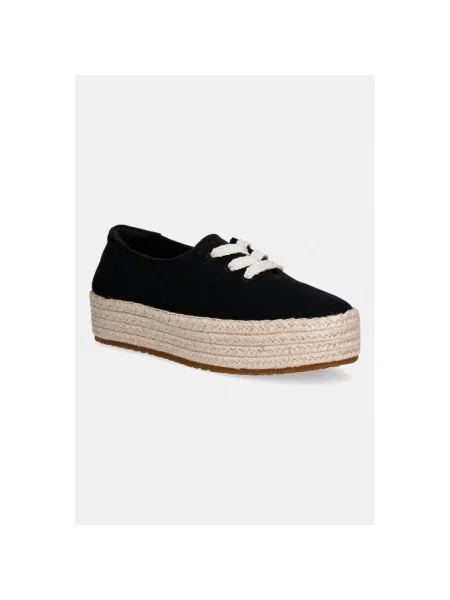 Lniane espadryle Toms na platformie czarne
