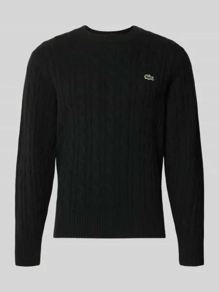 Sweter w kroju regular fit z czystej wełny Lacoste czarny