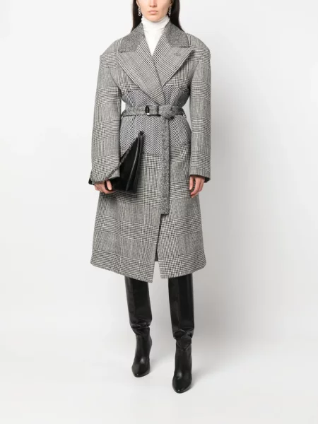"houndstooth" rašto paltas Tom Ford juoda