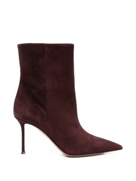 Cizme scurte Aquazzura din piele de căprioară roșu