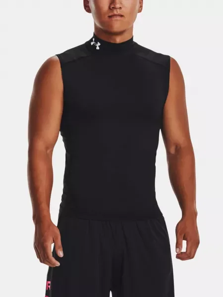 Pánske tréningové tričko Under Armour HG Armour Comp Mock black/white čierna
