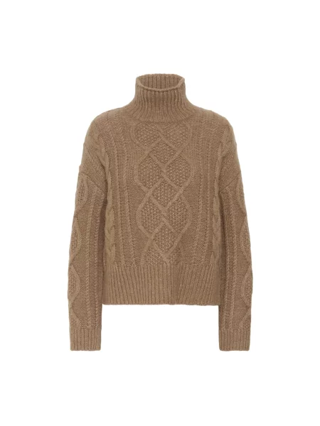 Sweter Part Two wełniany brązowy