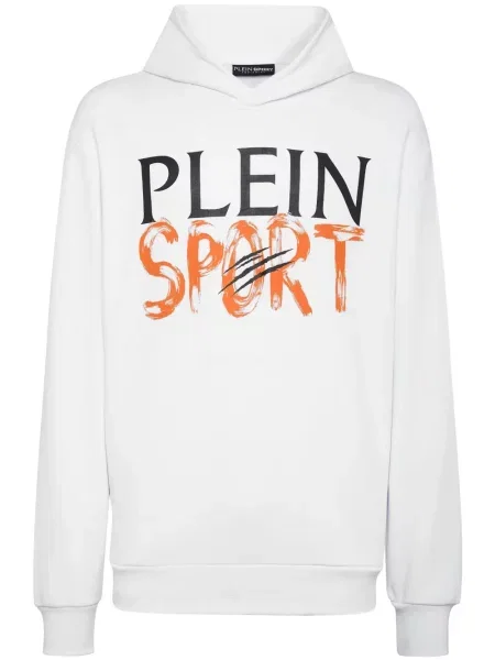 Hanorac cu glugă Plein Sport cu imagine alb