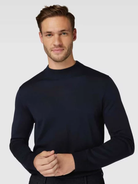 Sweter o kroju regular fit z czystej żywej wełny model Davide' Joop! Collection niebieski