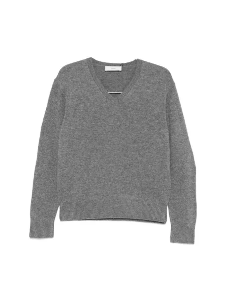 Sweter Dunst z dekoltem w serek szary