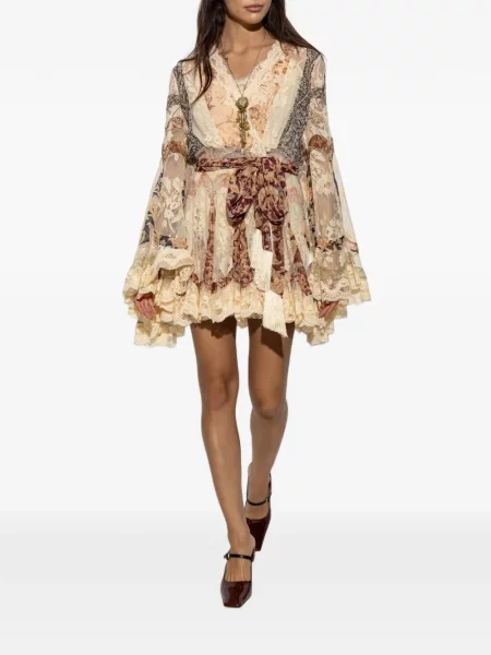 Cu centură rochie mini Zimmermann din dantelă