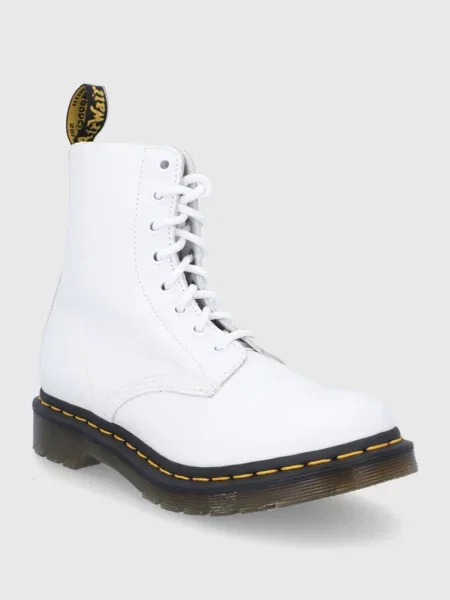 Botki Dr. Martens skórzane białe