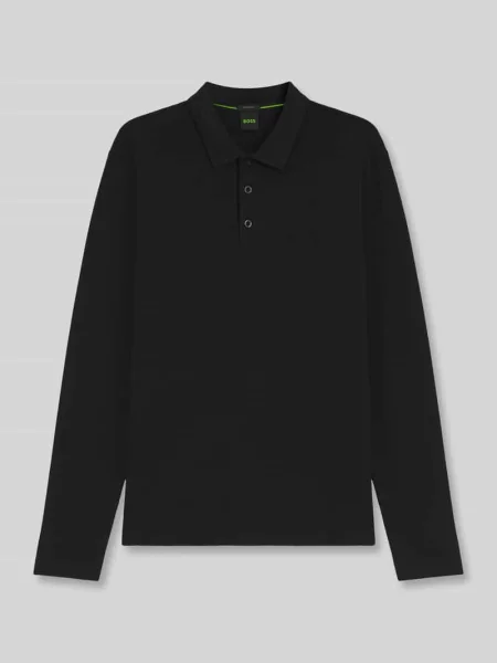 Koszulka polo o kroju regular fit z czystej bawełny model Plisy' Boss Green czarna