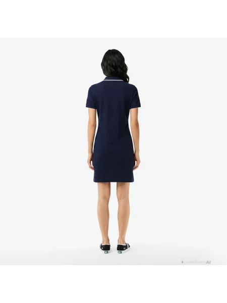 Lacoste Sukienka Z Kołnierzykiem Polo Z Krótkim Rękawem Classic Fit granatowa