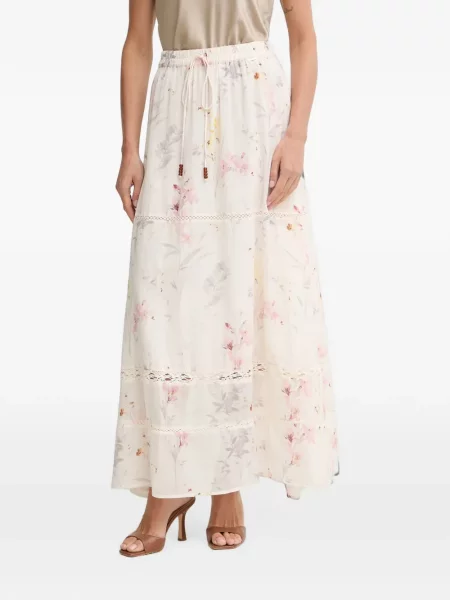 Fusta maxi Fracomina cu model floral cu imagine alb