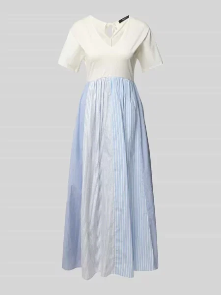 Długa sukienka z dekoltem w serek model ‘BRONZO’ Weekend Max Mara zielona