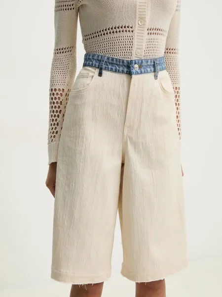 Moschino Jeans pantaloni scurți femei uni high waist bej