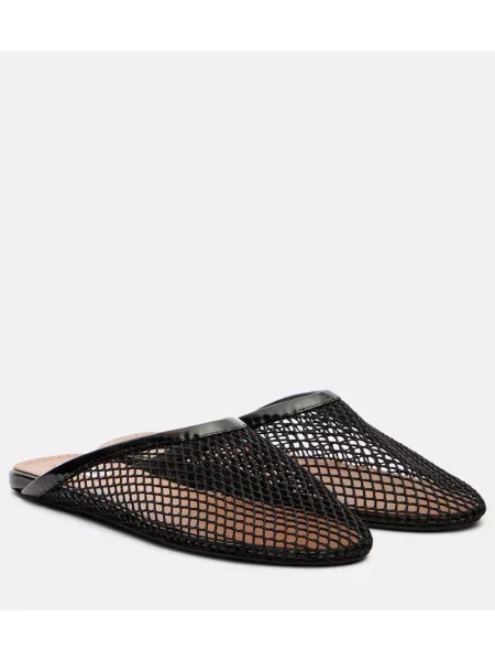 Papuci tip mules Alaïa din piele de lac negru