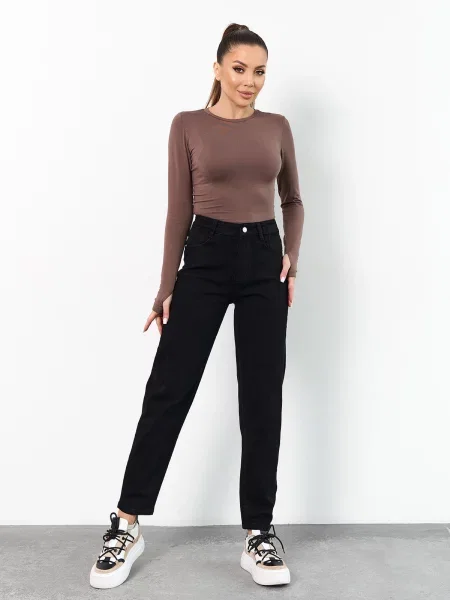 Джинси мом ISSA Plus чорний