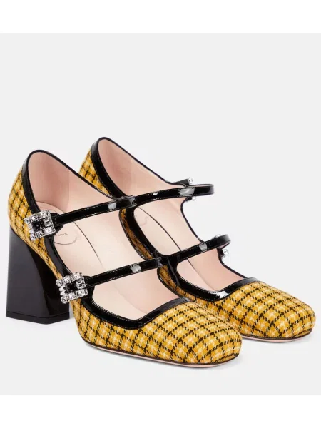 Salonarji Roger Vivier s karirastim vzorcem iz tvida rumena