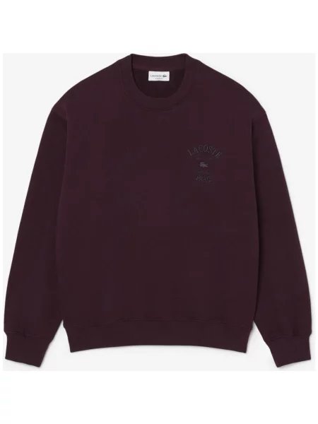 Bluza Lacoste Embroidered Fleece bordowa XS czerwona