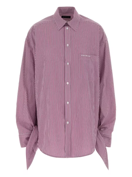 Poplínová košile Balenciaga s výšivkou červená