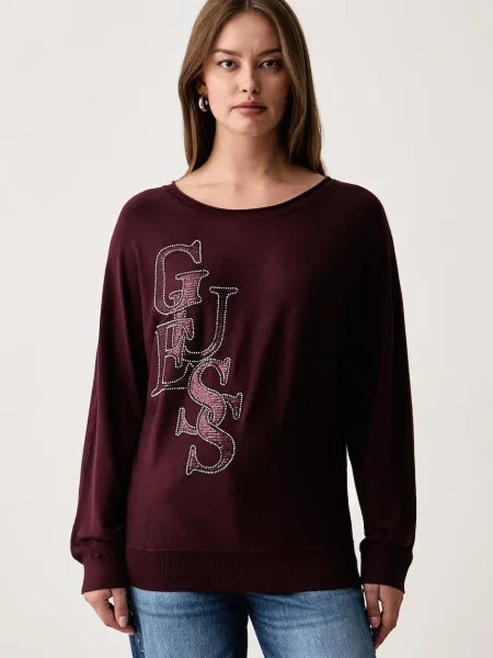 GUESS Pulover ESMERALDA bordeaux / argintiu roșu