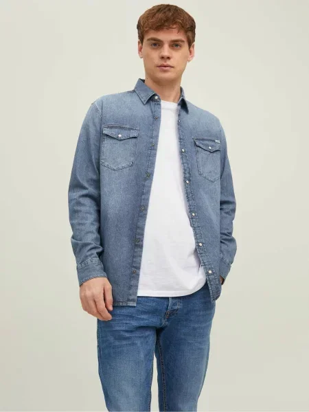 Cămașă din denim Jack & Jones albastru