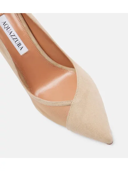Pantofi cu toc Aquazzura din piele de căprioară bej
