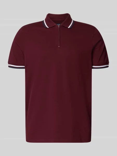 Koszulka polo o kroju slim fit z paskami w kontrastowym kolorze i zamkiem błyskawicznym Mcneal