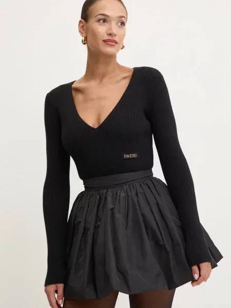 Vuneni pulover Patou za žene lagani crna