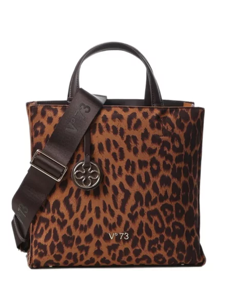 Geantă shopper V°73 cu imagine cu model leopard maro