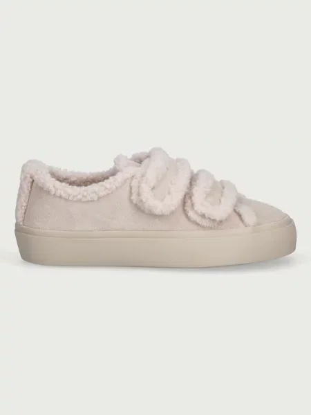 Inuikii SHEARLING LOW VELCRO PASTELLE sneakers detské semišové béžová